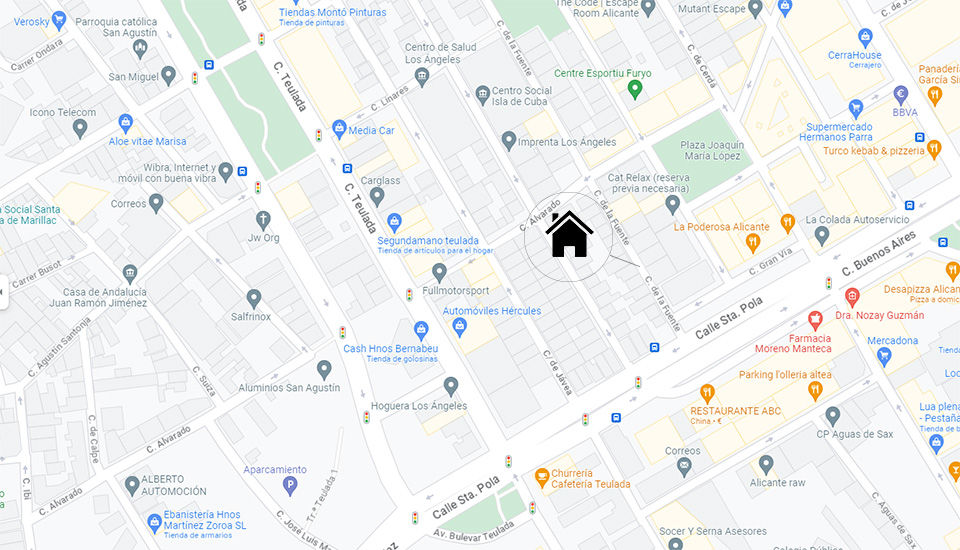 Vista de la ubicación de una vivienda de alquiler en el mapa de Google.
