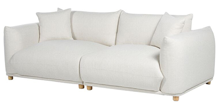 Sofá de tela Aquaclean modelo Luvos de la marca Beliani visto en Google Shopping.